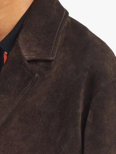 Shop Prada Single-breasted Suede Jacket In Brown