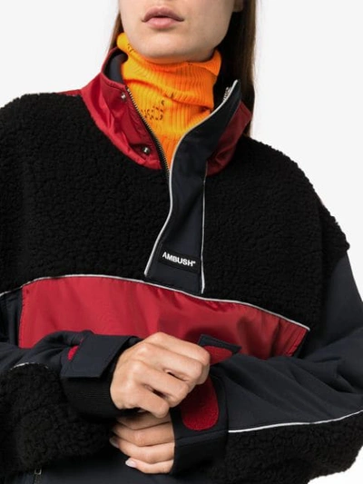 Shop Ambush Fleece Wool-blend Windbreaker Jacket In Black