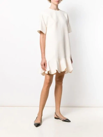 Shop Valentino Scalloped Short Dress In Neutrals