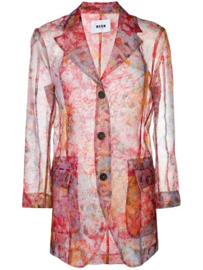 Shop Msgm Floral Print Jacket In Pink