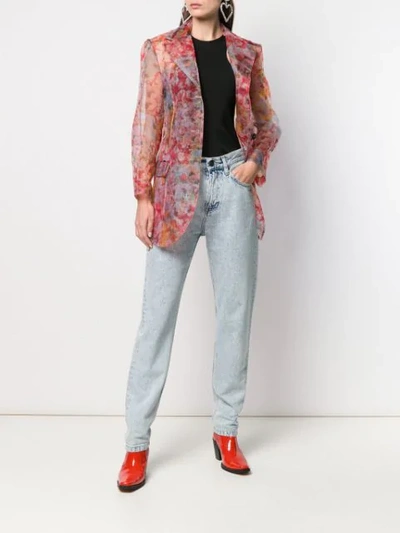 Shop Msgm Floral Print Jacket In Pink