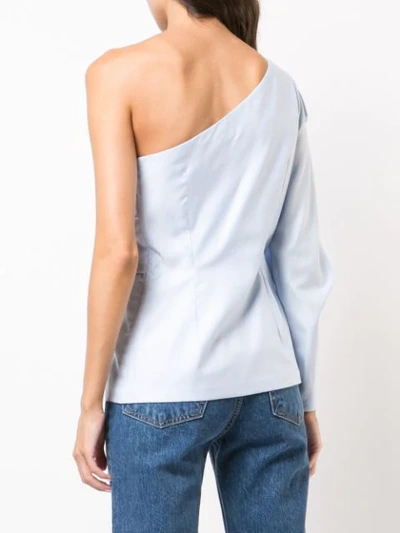 Shop Stella Mccartney Draped One-shoulder Blouse In Blue