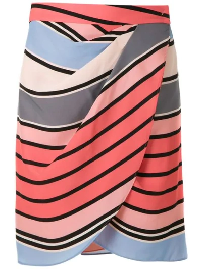 Shop Emporio Armani Stripe-print Wrap Skirt In Pink