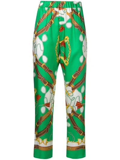 Shop P.a.r.o.s.h Printed Tapered Trousers In Green