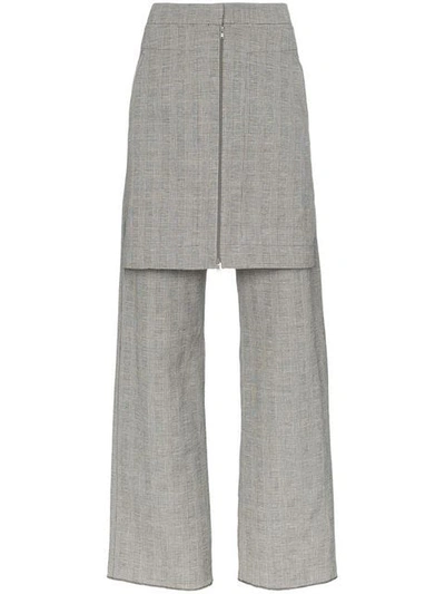 Shop Delada Layered Skirt Trousers In Grey