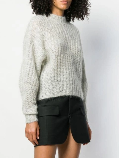 Shop Isabel Marant Fitted Knit Sweater In Grey