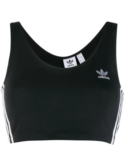 Shop Adidas Originals Cropped Logo Top In Black