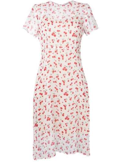 Shop Hvn Cherry Print Midi Dress In White