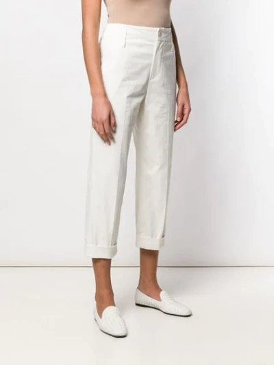 Shop Brunello Cucinelli Cropped Trousers In White