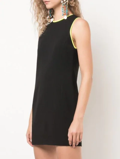 Shop Alice And Olivia Colin Colour Block Dress In Black/neon Yellow