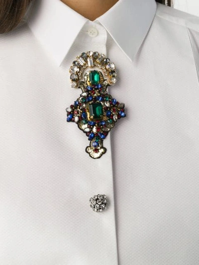 Shop Dolce & Gabbana Embellished Classic Collar Shirt In White