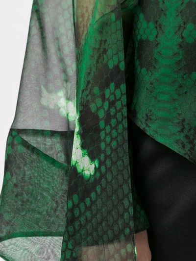 Shop Petar Petrov Sheer Snake Print Blouse In Green