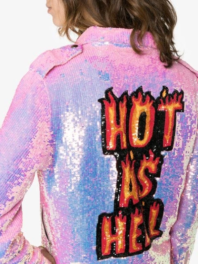 Shop Ashish X Browns Hot As Hell Sequin Biker Jacket In Pink