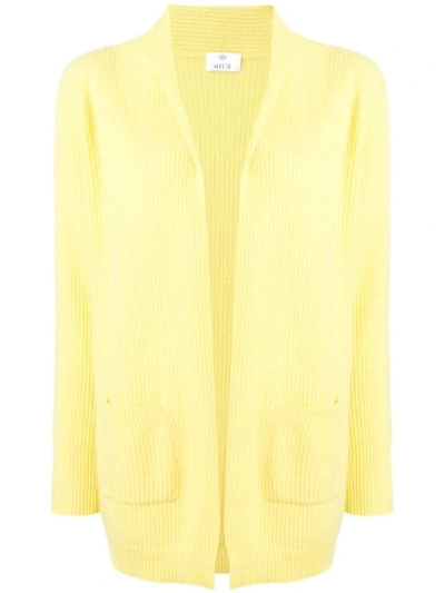 Shop Allude Ribbed Draped Cardigan In Yellow