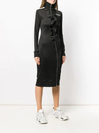 Shop Palm Angels Ruffle Track Style Dress In Black