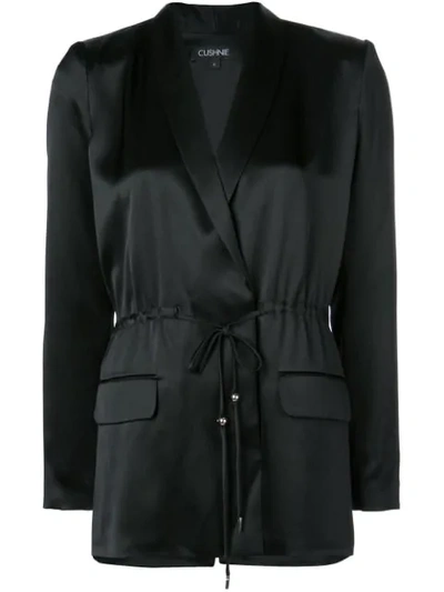 Shop Cushnie Satin Drawstring Blazer In Black