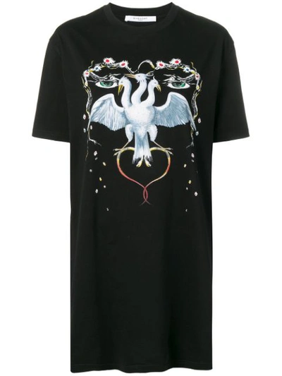 Shop Givenchy T-shirtkleid Mit Print - Schwarz In Black
