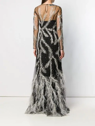 Shop Alberta Ferretti Feathered Embellished Gown In Black