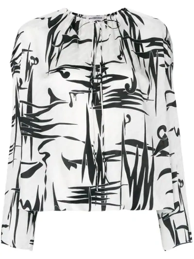 Shop Balenciaga Graphic Print Blouse In White