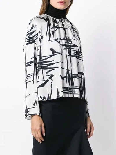 Shop Balenciaga Graphic Print Blouse In White