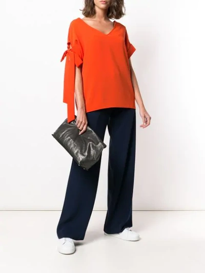 Shop P.a.r.o.s.h Side Bow Detail Blouse In Orange