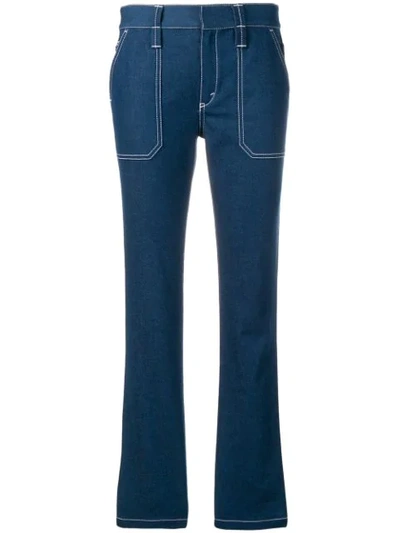 Shop Chloé Contrast Stitched Jeans In Blue