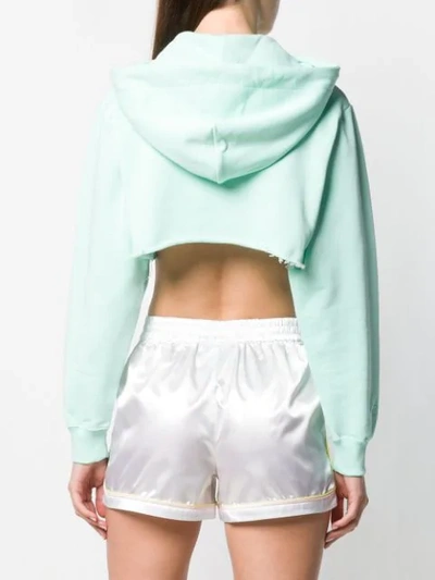 Shop Gcds Cropped Hooded Sweatshirt - Green