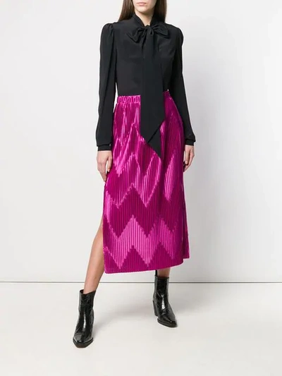 Shop Givenchy Zig-zag Pleated Skirt In Pink