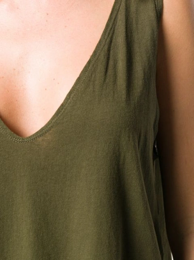 Shop Bassike Plunging Neck Tank Top - Green