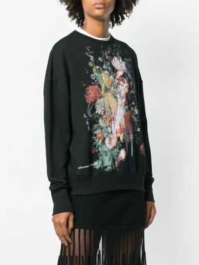 Shop Alexander Mcqueen Floral Painting Sweatshirt - Black