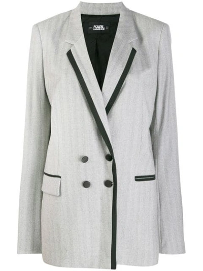 Shop Karl Lagerfeld Tailored Double-breasted Jacket In Grey