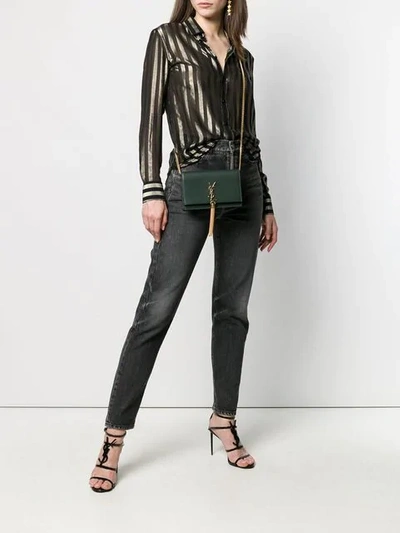 Shop Saint Laurent Sheer Stripe-pattern Shirt In Black