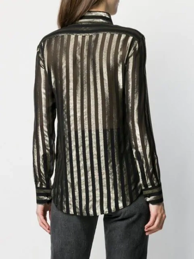 Shop Saint Laurent Sheer Stripe-pattern Shirt In Black