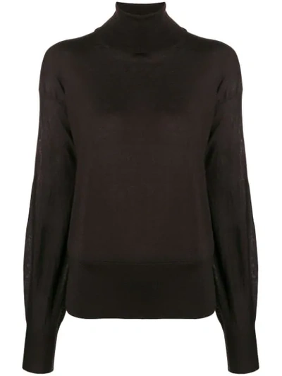 Shop Agnona Roll Neck Sweater In Brown