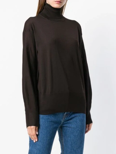 Shop Agnona Roll Neck Sweater In Brown