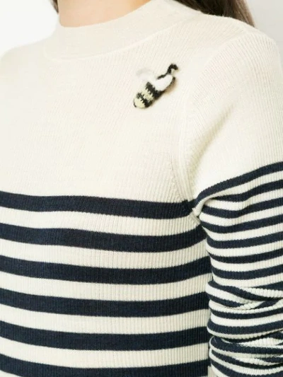 Shop Tu Es Mon Tresor Tu Es Mon Trésor Striped Fitted Sweater - White