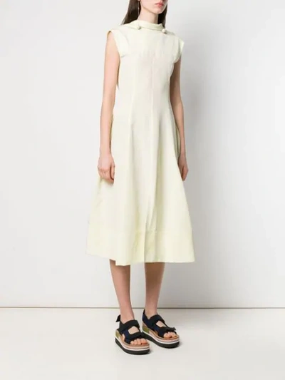 Shop Jil Sander Mock Neck Flared Dress In Yellow