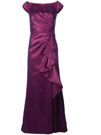 Shop Tadashi Shoji Ruffled Panel Gown In Purple