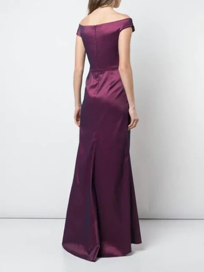 Shop Tadashi Shoji Ruffled Panel Gown In Purple