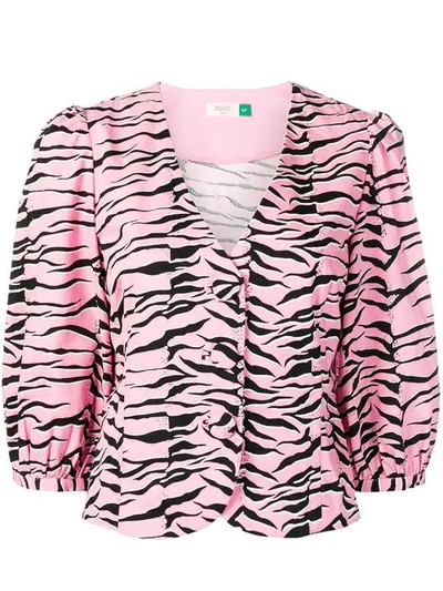 RIXO LONDON ANIMAL PRINT BLOUSE - 粉色