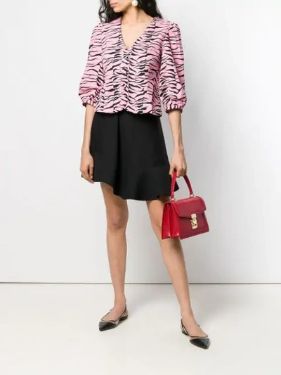 RIXO LONDON ANIMAL PRINT BLOUSE - 粉色