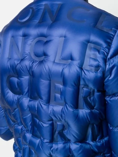 Shop Moncler Embossed Logo Padded Jacket In Blue