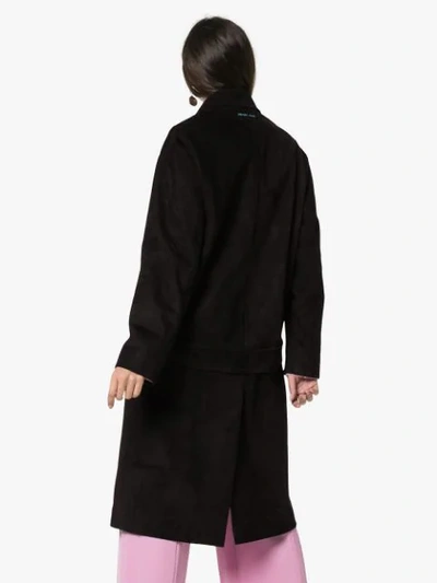 Shop Prada Single-breasted Suede Coat In F0002 Black