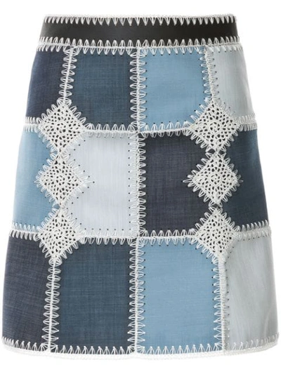 Shop Loveless Colour-block Mini Skirt In Blue