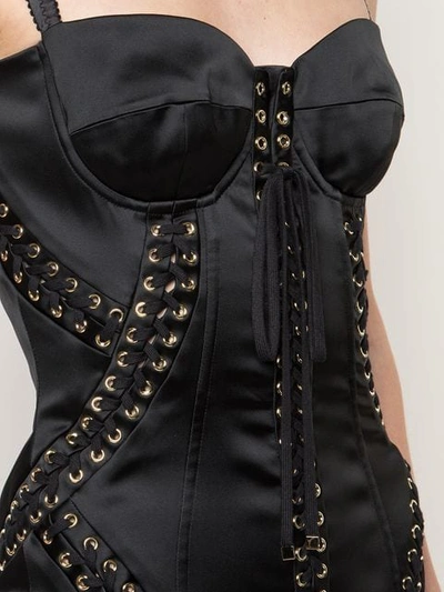 Shop Dolce & Gabbana Lace-up Bustier Dress In Black