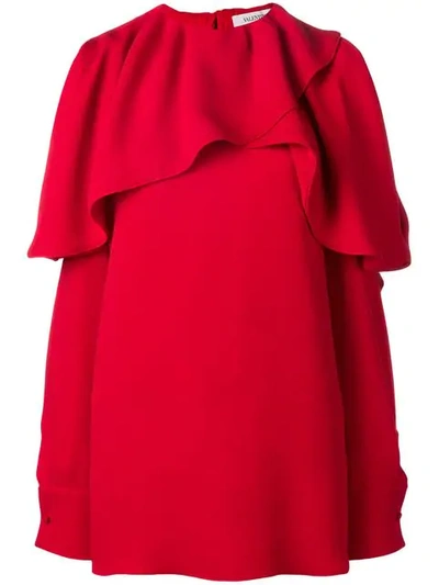 Shop Valentino Ruffled Blouse In Red