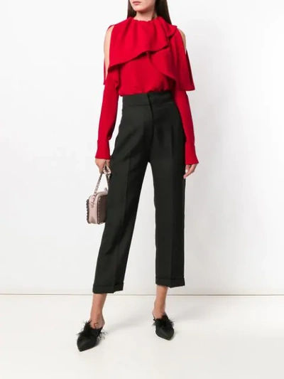 Shop Valentino Ruffled Blouse In Red