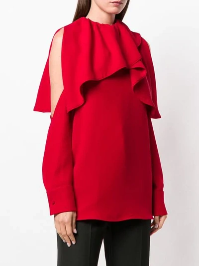 Shop Valentino Ruffled Blouse In Red