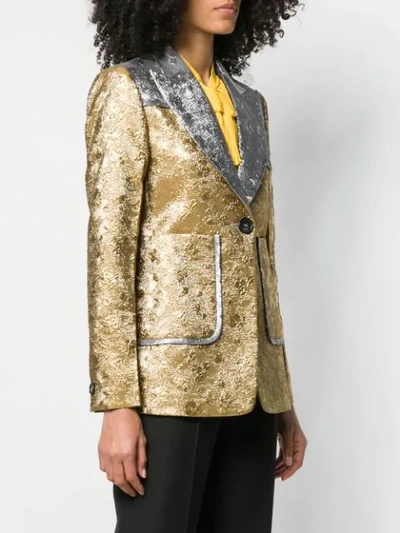 Shop N°21 Contrast Embroidered Blazer In Gold