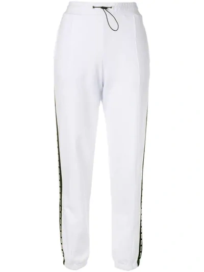 Shop Msgm Contrast Stripe Track Pants In White